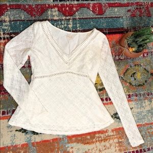 SOLD Hollister Lace and Crochet Long Sleeve Top